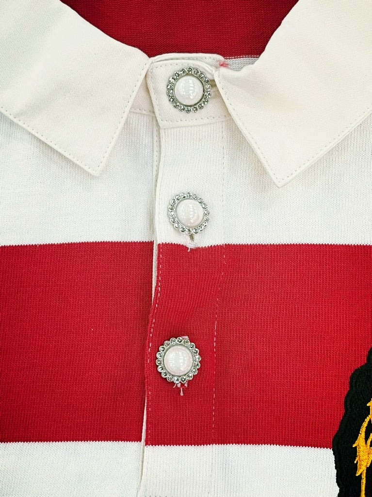 Creci Signature Cropped Pearl Button Polo